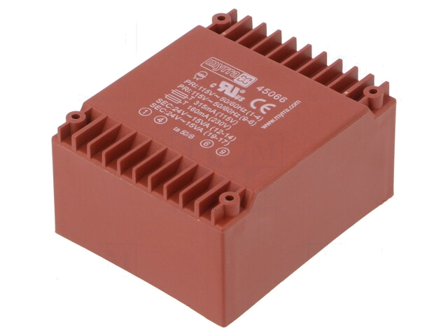 Transformator: ingegoten; 30VA; 115VAC,230VAC; 24V; 24V; 625mA Transformator: ingegoten; 30VA; 115VAC,230VAC; 24V; 24V; 625mA